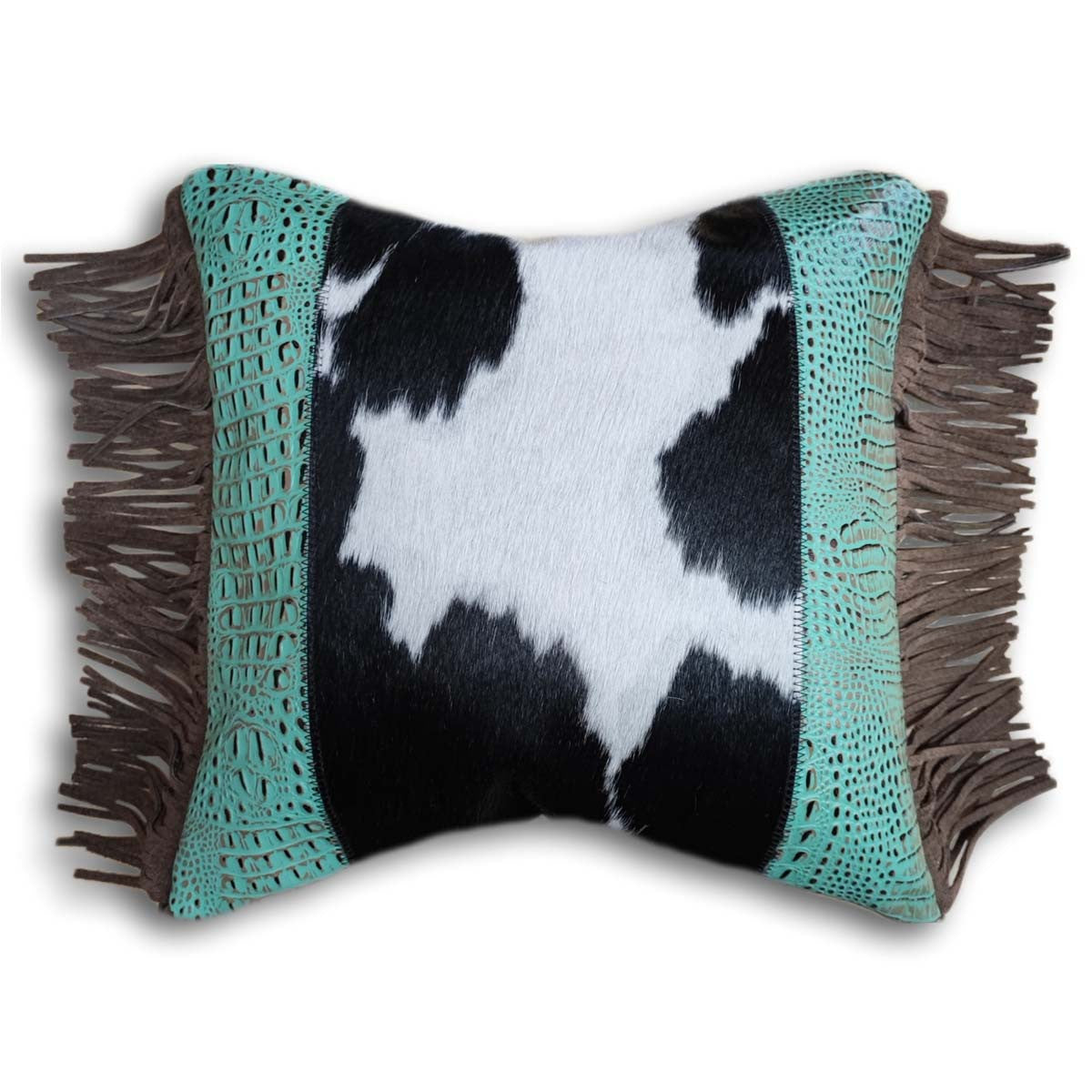 Gator Embossed Turquoise Cowhide Pillow - Small