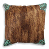 Highland & Teal Floral Cowhide Pillow - Medium
