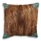 Highland & Teal Floral Cowhide Pillow - Medium