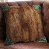Highland & Teal Floral Cowhide Pillow - Large