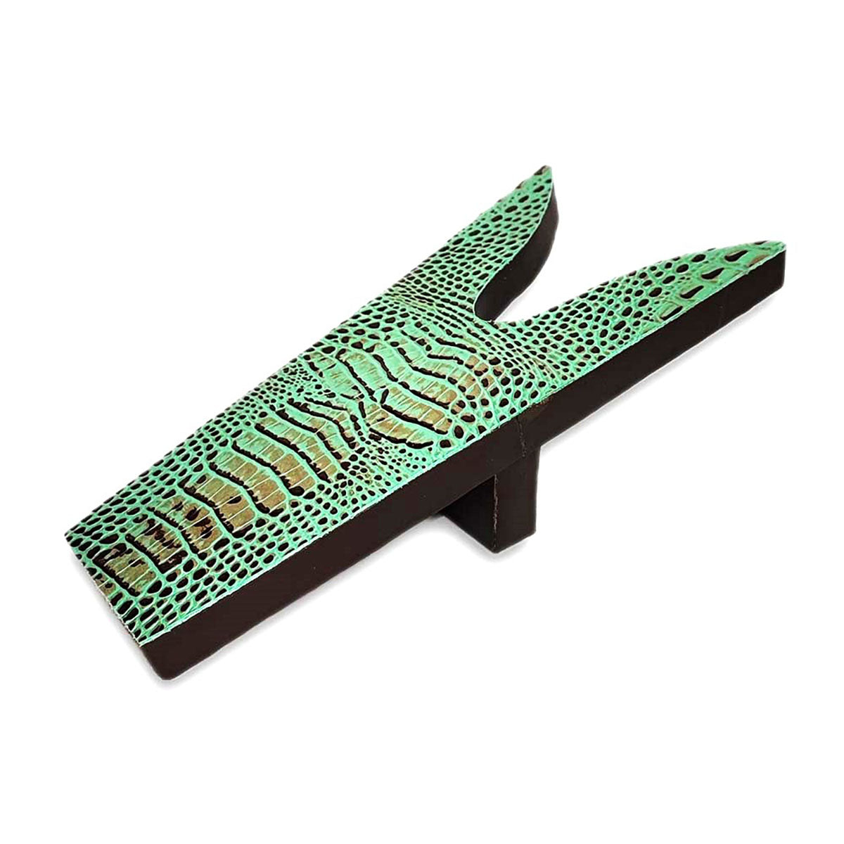 Turquoise Embossed Gator Print Leather Boot Jack - OVERSTOCK