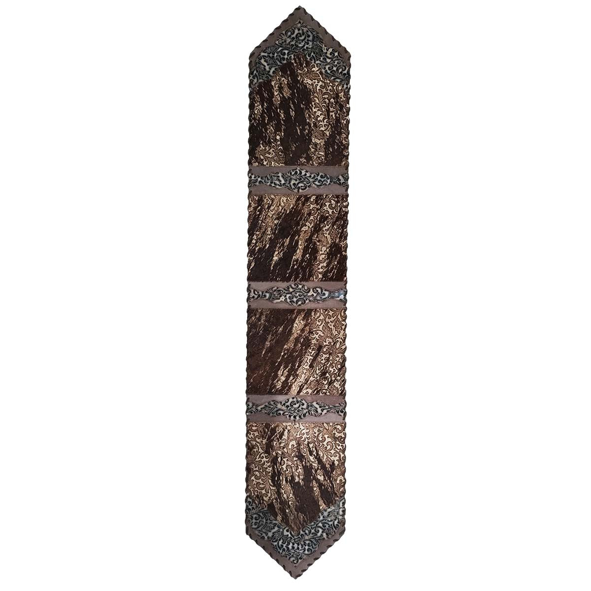 Dark Weathered Leather Embossed Table Runners