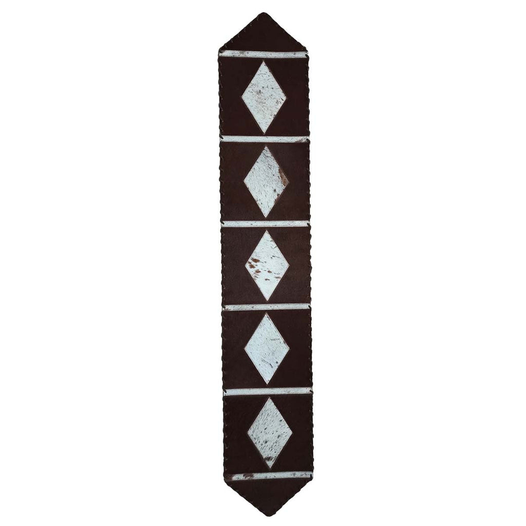 Geometric Panels Leather Table Runner - 120 Inch