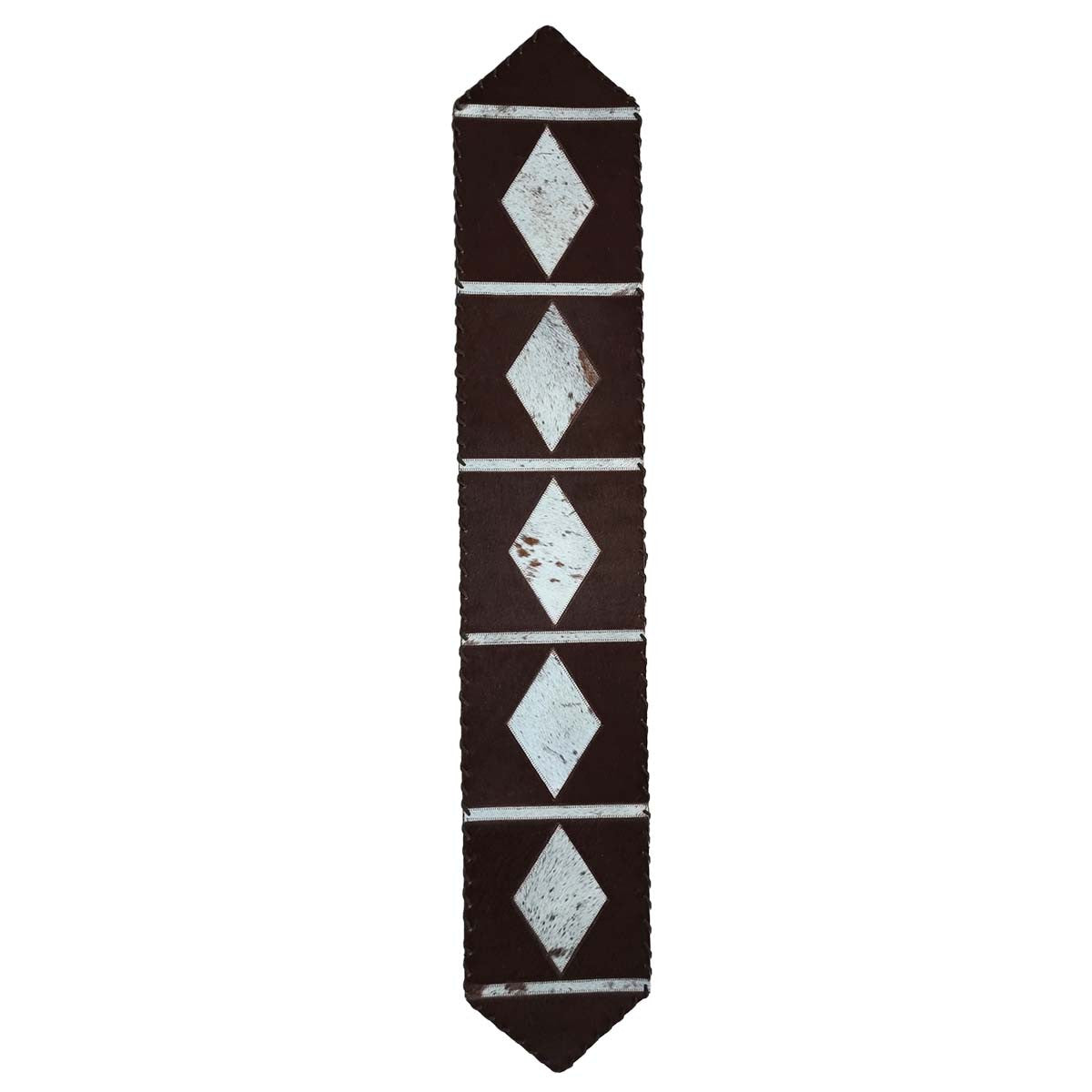 Geometric Panels Leather Table Runner - 120 Inch