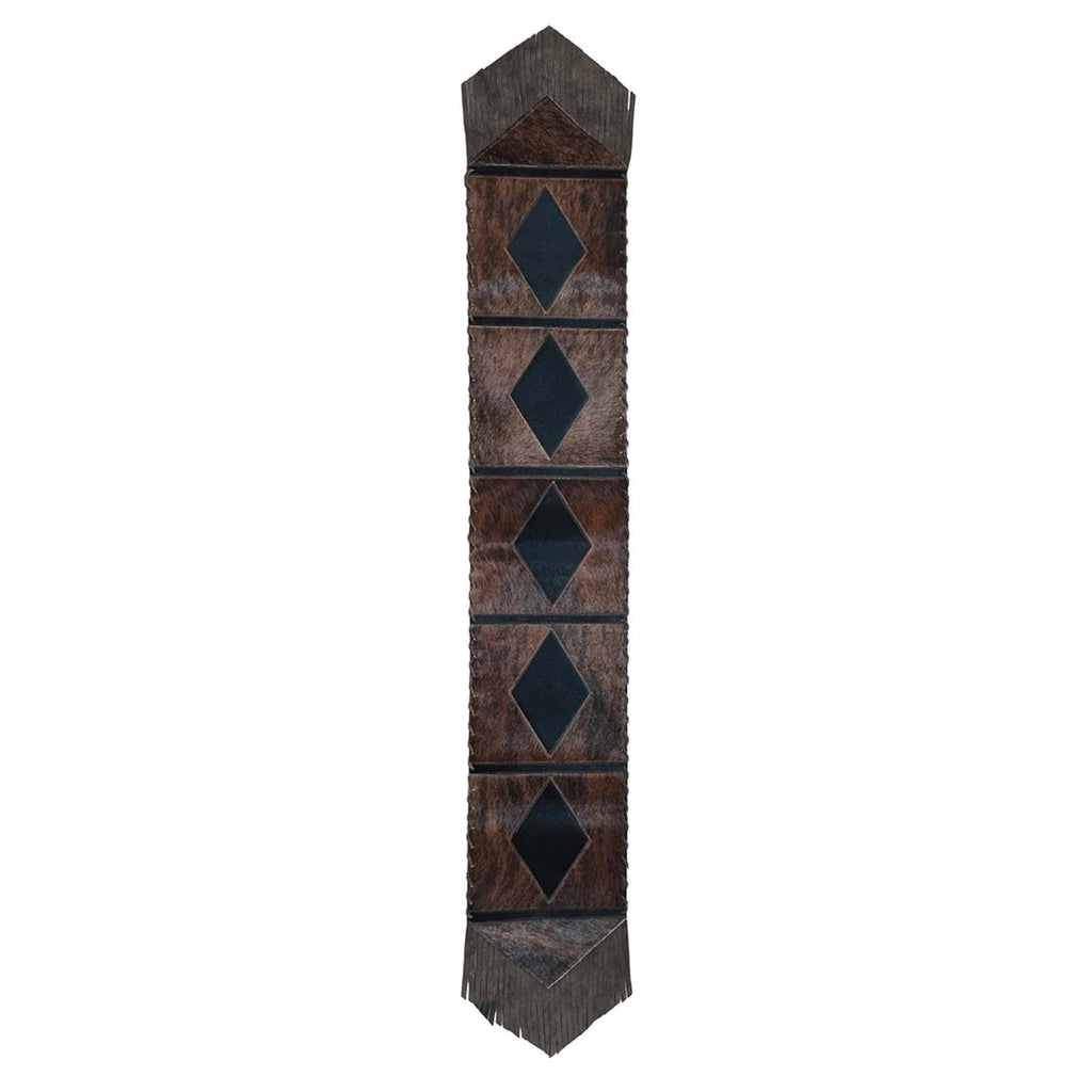 Fringed Lozenge Cowhide Table Runner - 96 Inch