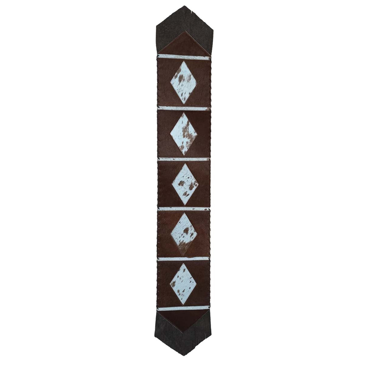 Fringed Geometric Panels Leather Table Runners