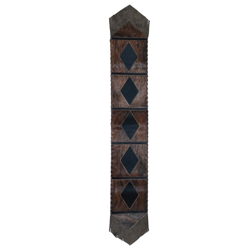 Fringed Lozenge Cowhide Table Runner - 120 Inch