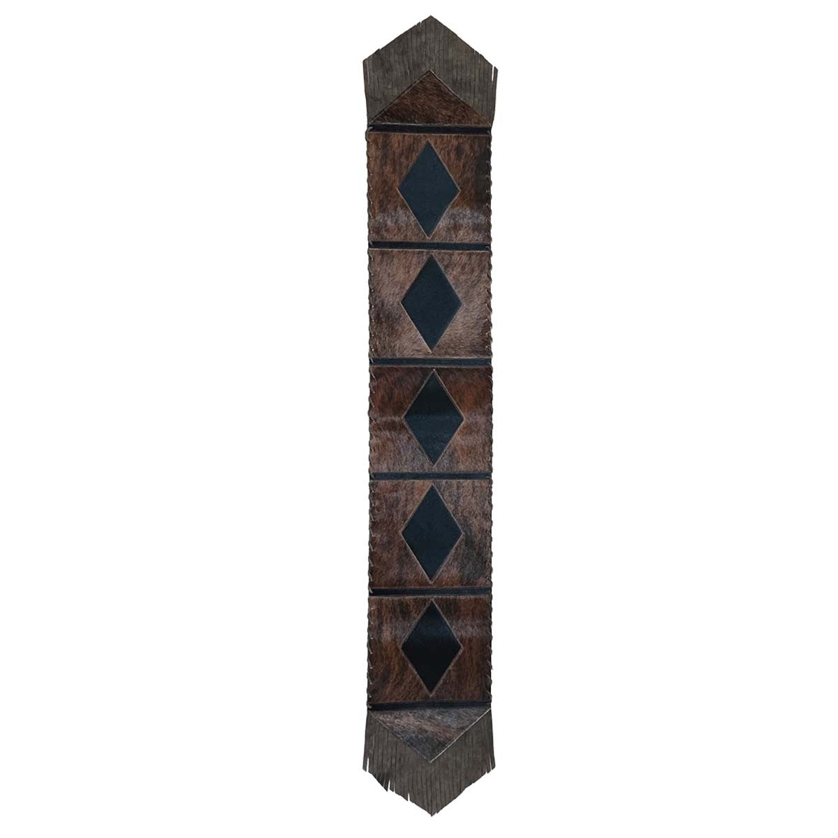 Fringed Lozenge Cowhide Table Runner - 120 Inch