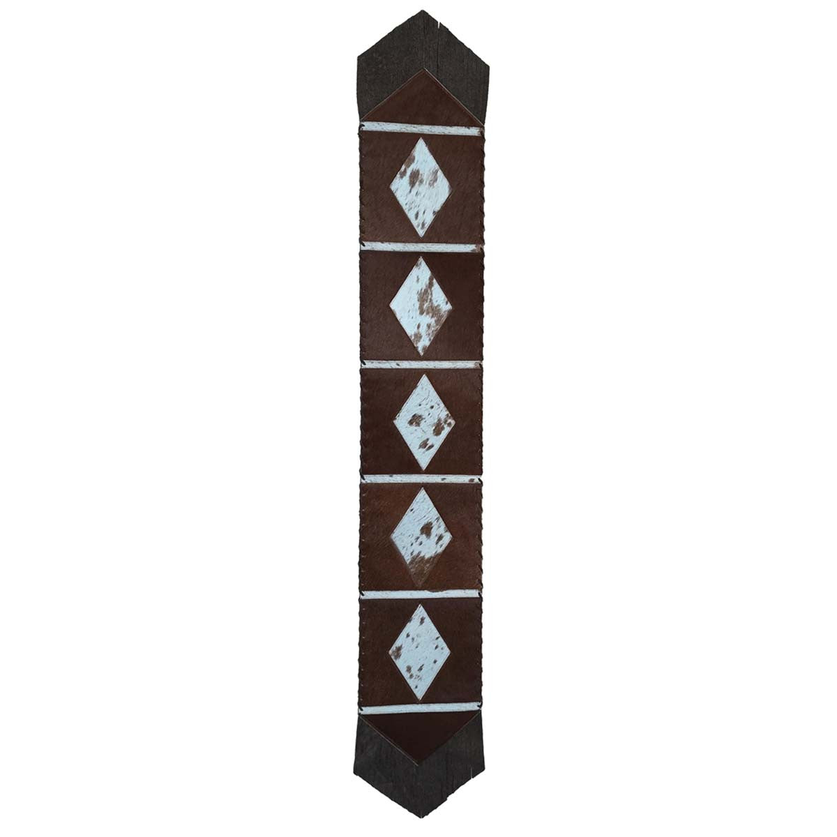 Fringed Geometric Panels Leather Table Runner - 120 Inch