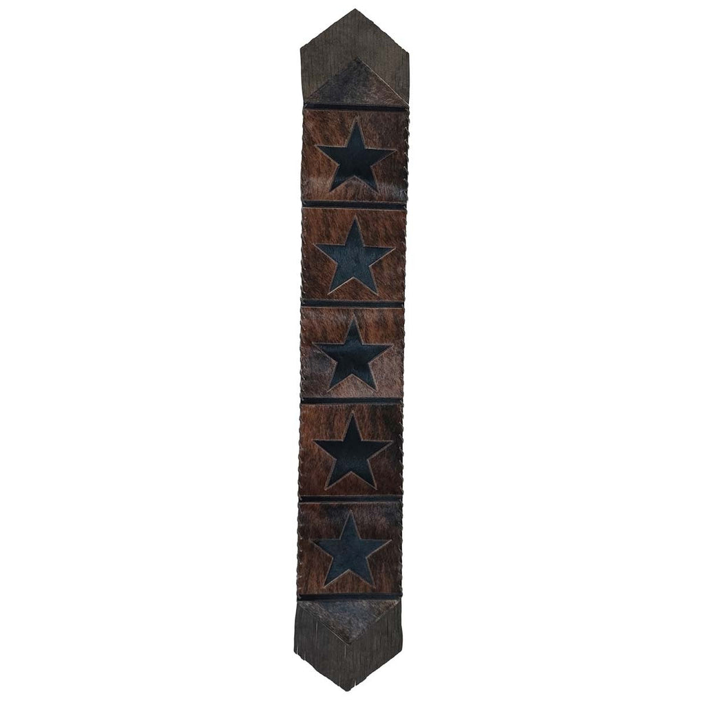 Fringed Texas Star Cowhide Table Runner - 96 Inch