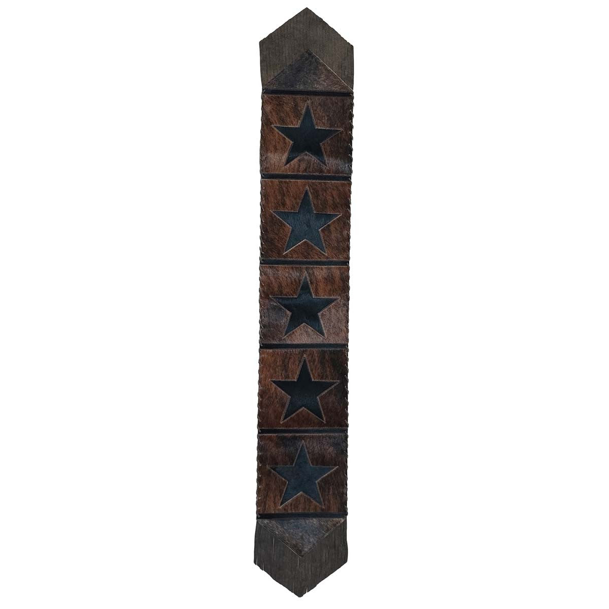 Fringed Texas Star Cowhide Table Runners