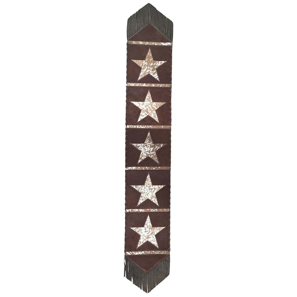 Fringed Starry Brown Cowhide Table Runner - 96 Inch