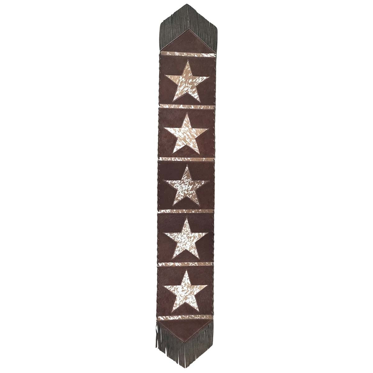 Fringed Starry Brown Cowhide Table Runners