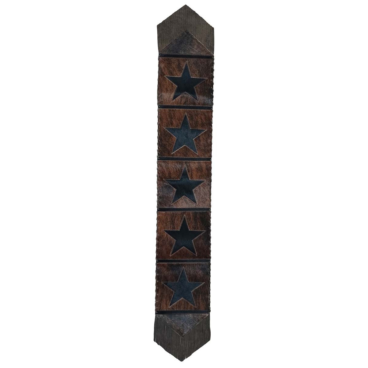 Fringed Texas Star Cowhide Table Runners