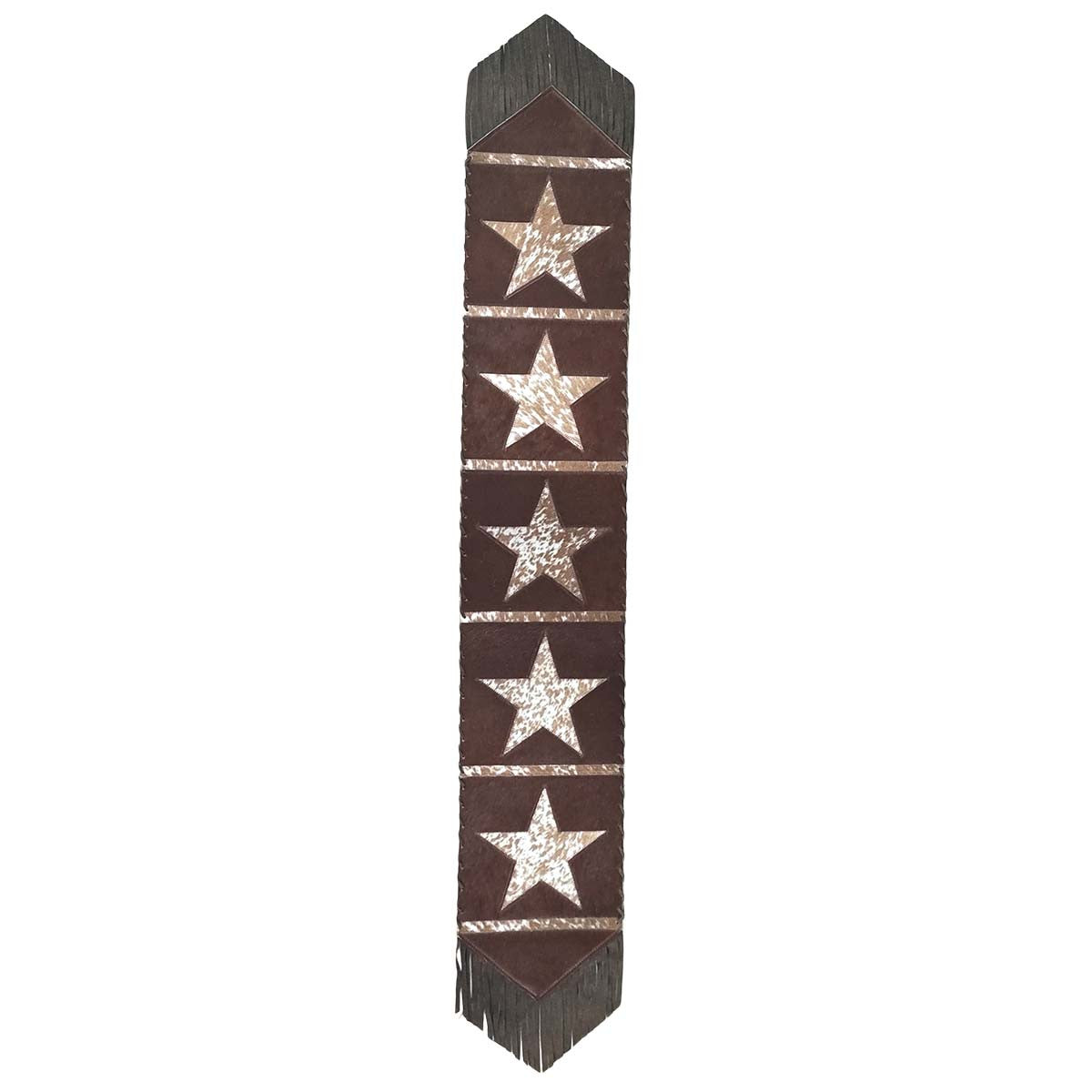 Fringed Starry Brown Cowhide Table Runner - 120 Inch