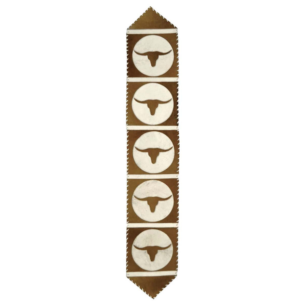 Brown Longhorn Moon Cowhide Table Runner - 120 Inch