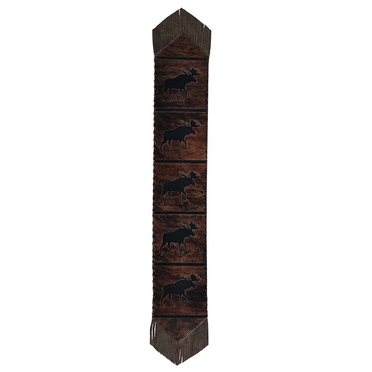 Fringed Moose Brindle Leather Table Runners