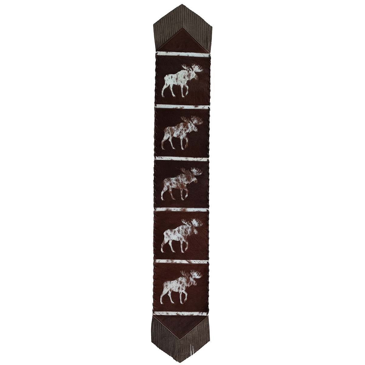 Fringed Moose Salt & Pepper Leather Table Runners
