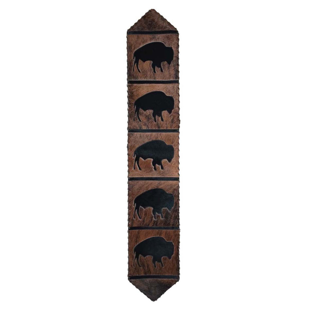 Roaming Bison Brindle Leather Table Runner - 120 Inch