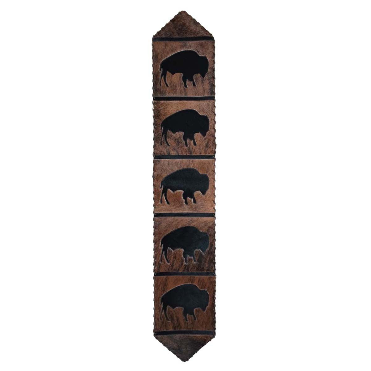 Roaming Bison Brindle Leather Table Runner - 120 Inch