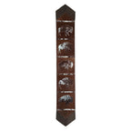 Fringed Roaming Bison Dark Leather Table Runner - 96 Inch
