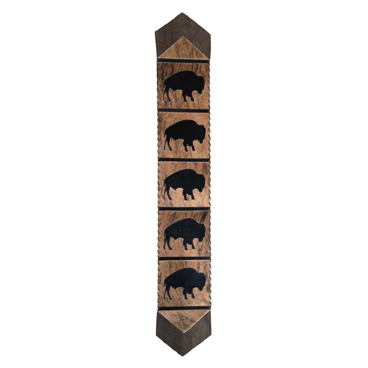 Fringed Bison Brindle Leather Table Runners
