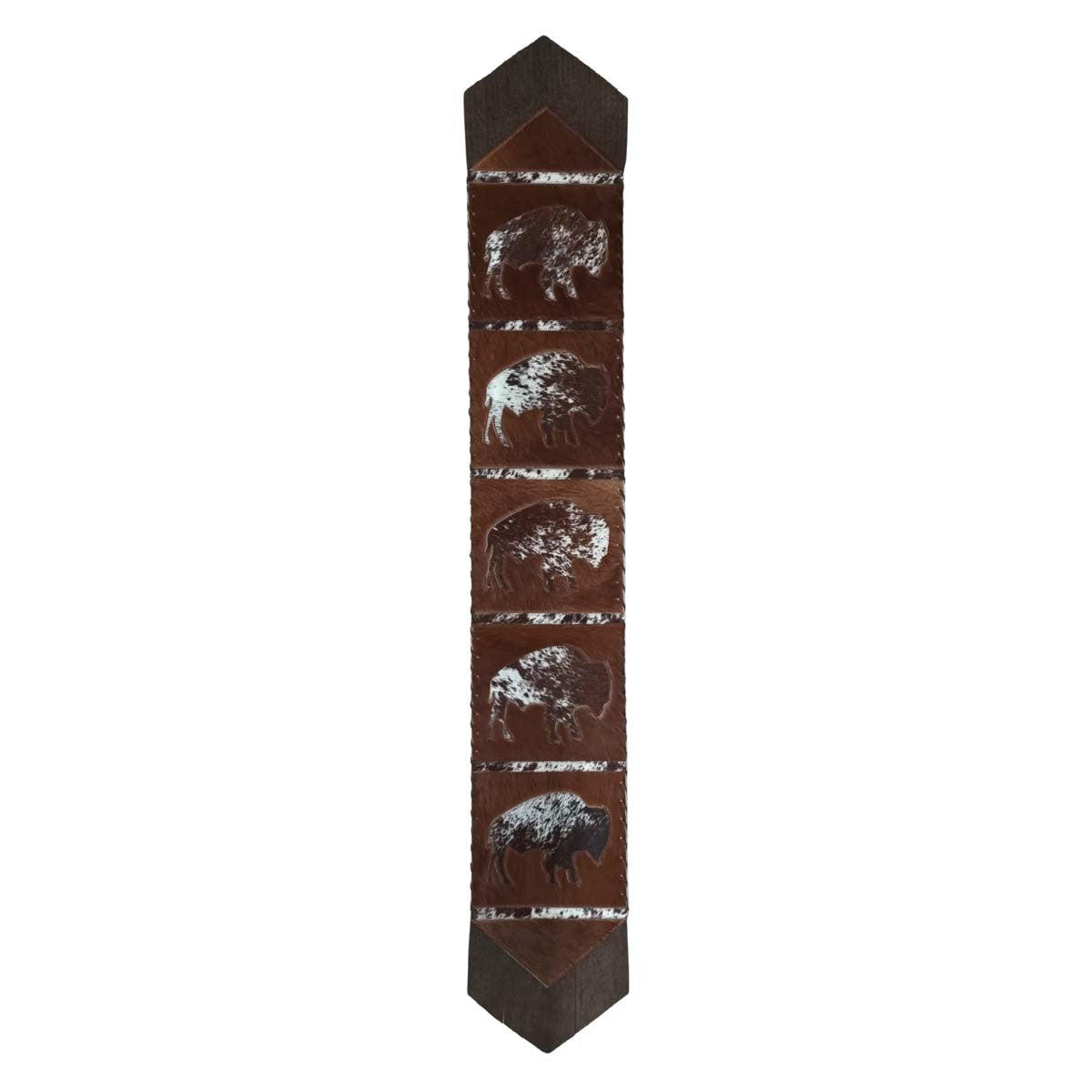 Fringed Roaming Bison Dark Leather Table Runners