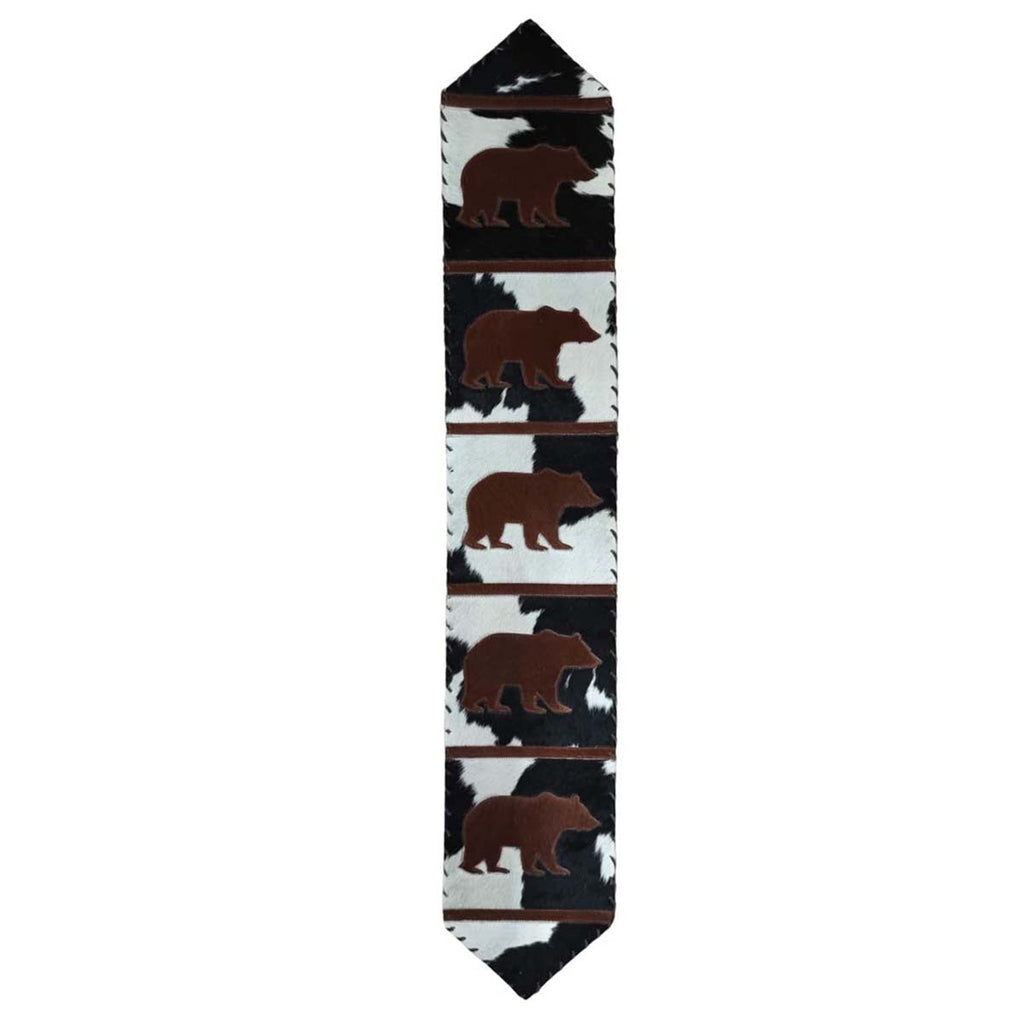 Roaming Bears Brown Leather Table Runner - 96 Inch