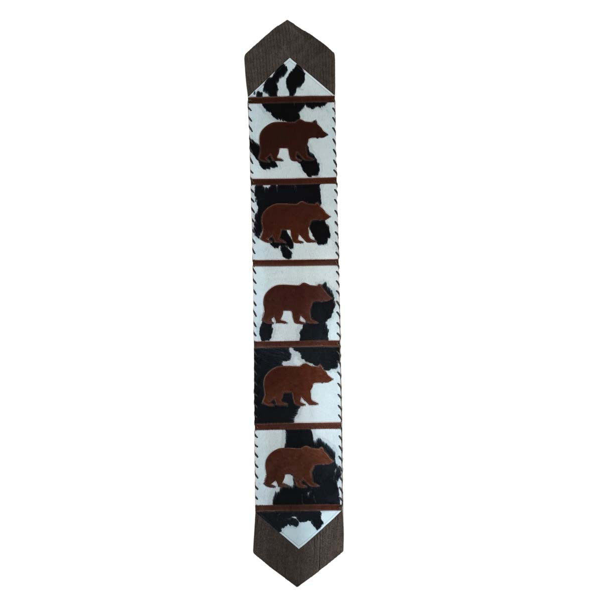 Fringed Roaming Brown Bears Leather Table Runners