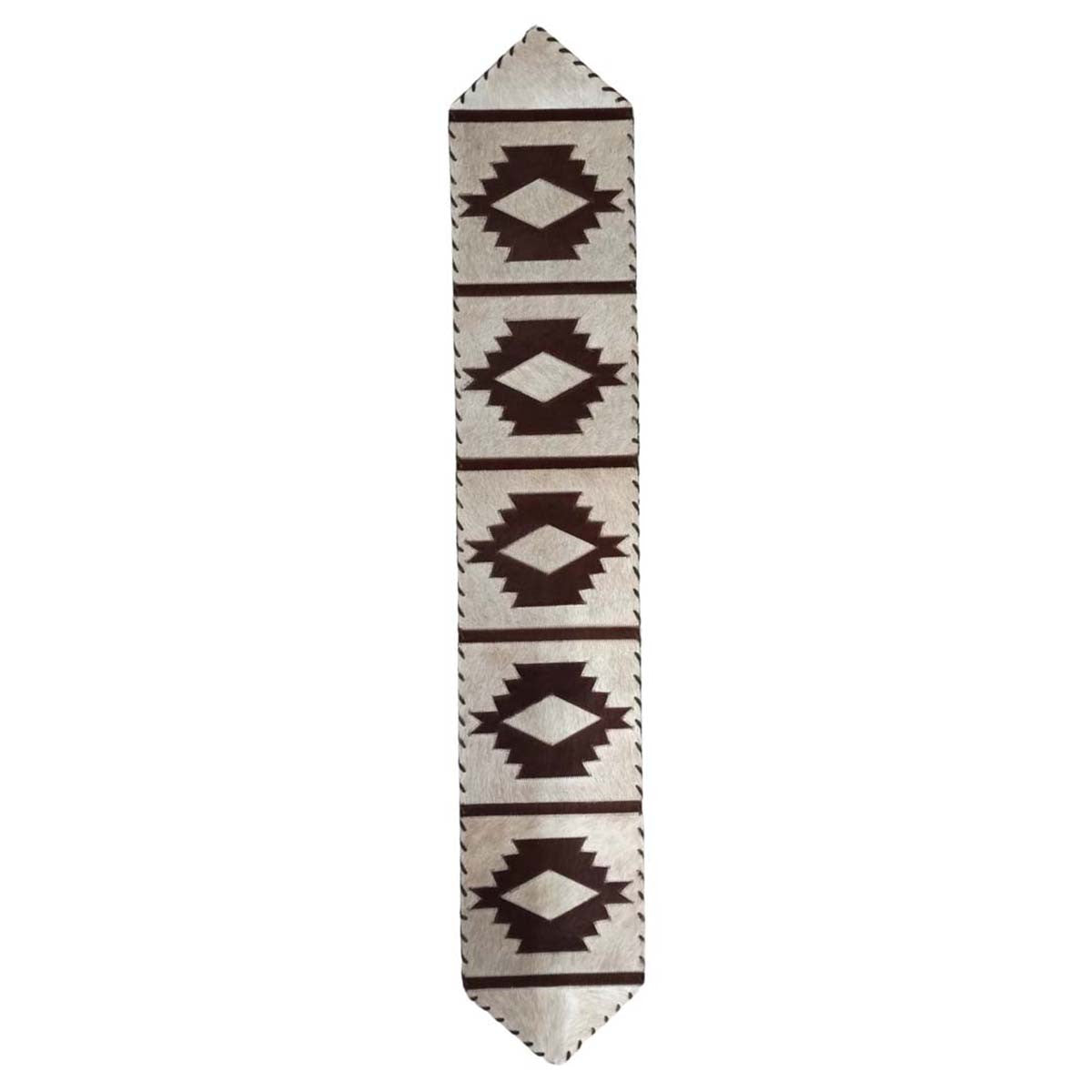 Ivory Step Pattern Cowhide Table Runners