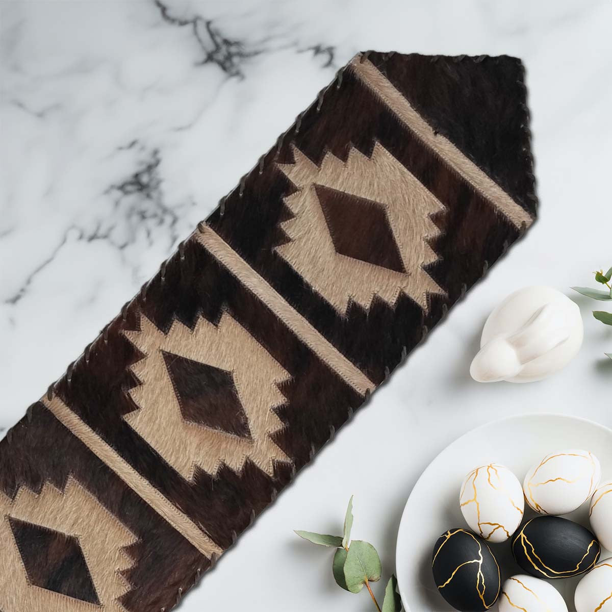 Brindle Step Pattern Cowhide Table Runners