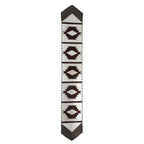 Fringed Ivory Step Pattern Cowhide Table Runner - 96 Inch