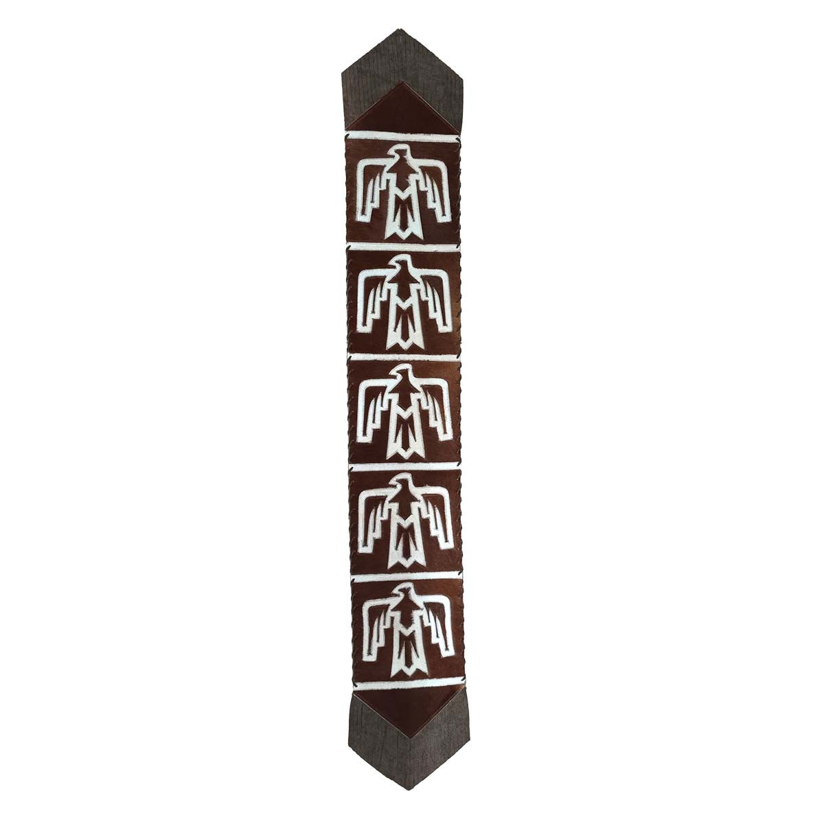 Fringed Lightning Hawk Brown Leather Table Runners