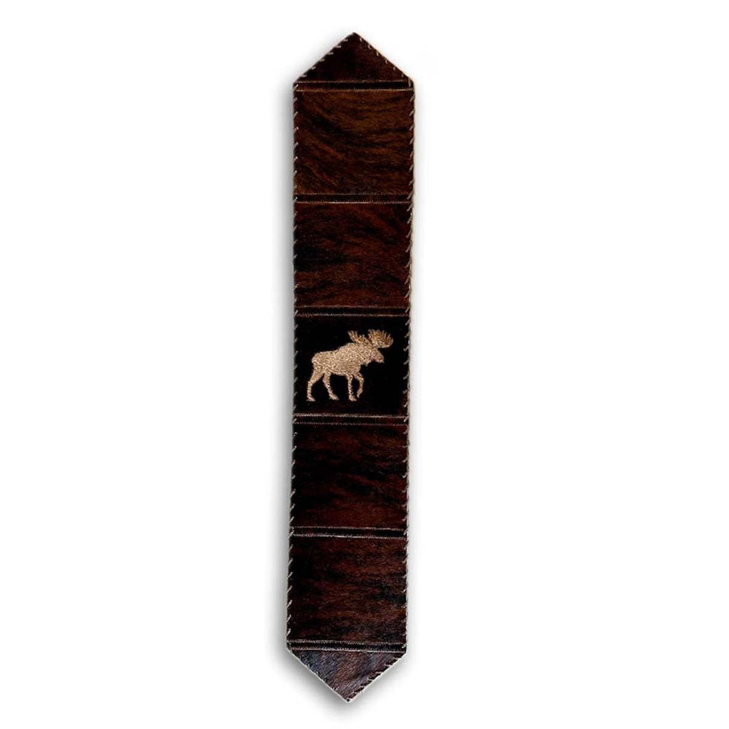 Moose Dark Brindle Leather Table Runner - 120 Inch