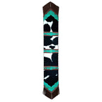 Fringed Holstein & Teal Faux Gator Table Runner - 120 Inch