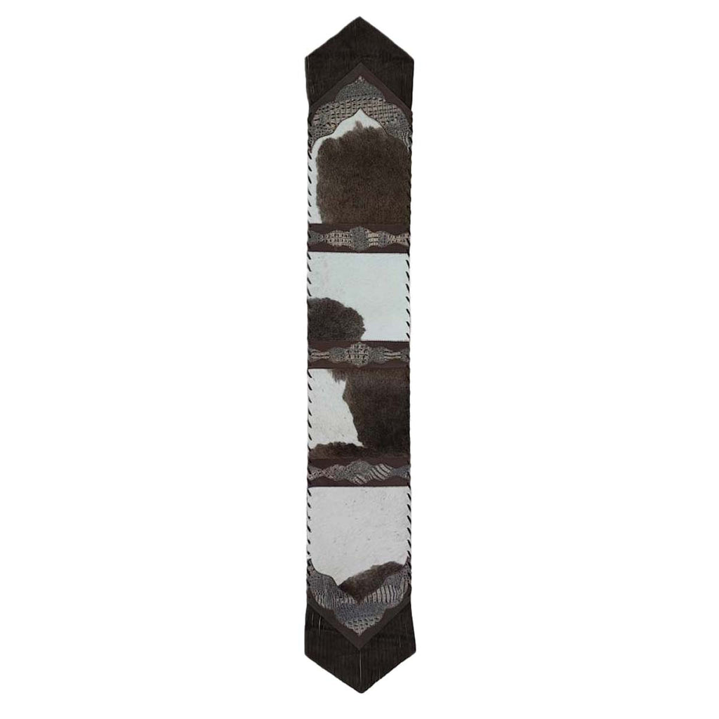 Fringed Dutch Brown & Gator Embossed Table Runner - 96 Inch