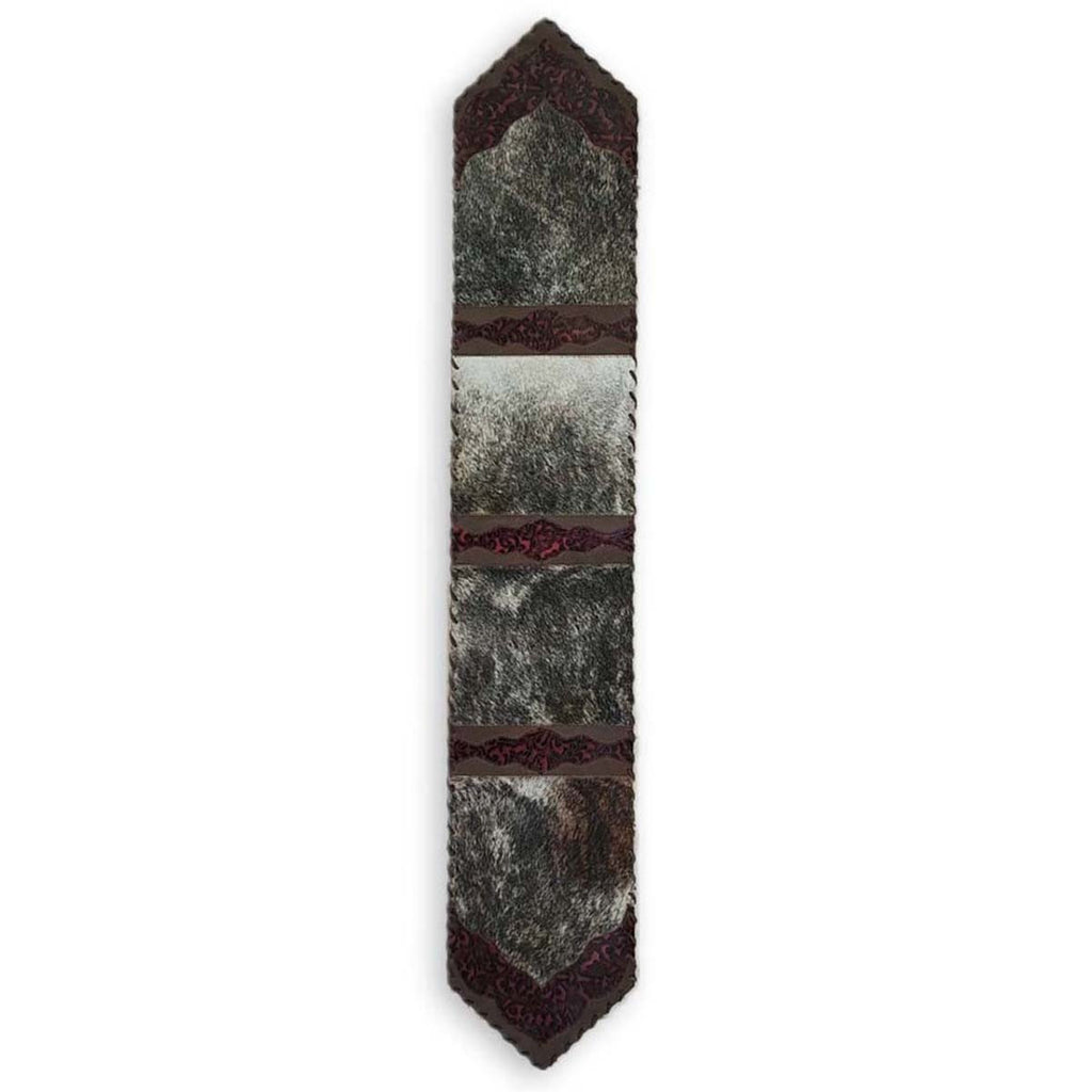 Floral Pattern Red Embossed Leather Table Runner - 96 Inch