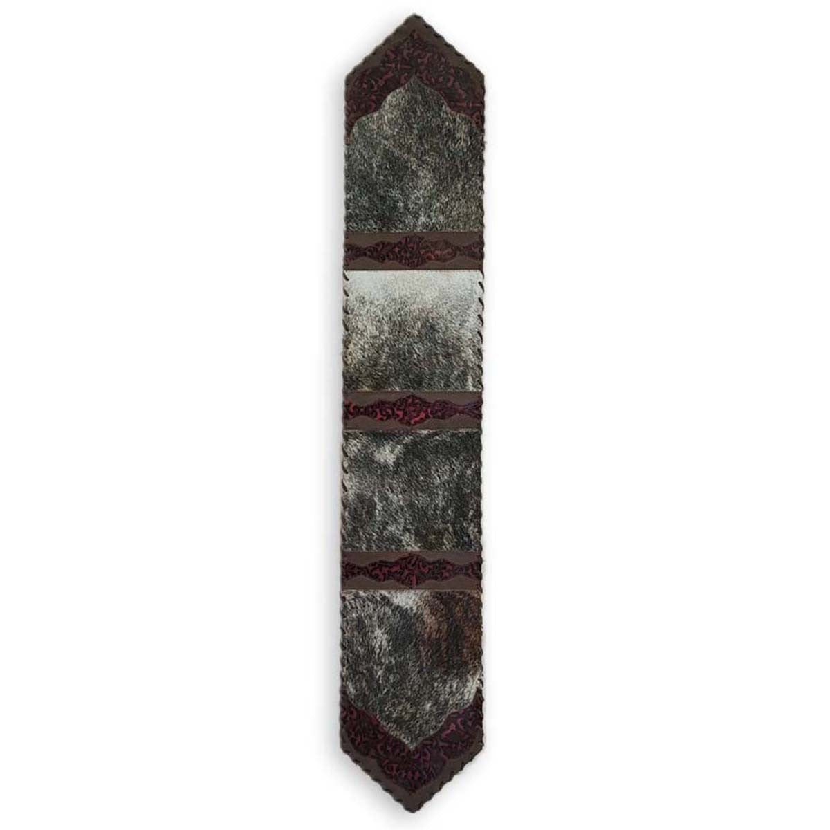 Floral Pattern Red Embossed Leather Table Runner - 96 Inch