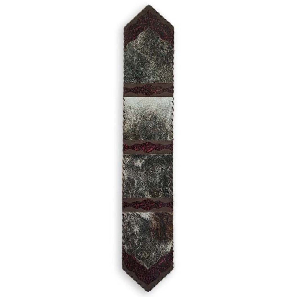 Floral Pattern Red Embossed Leather Table Runner - 120 Inch