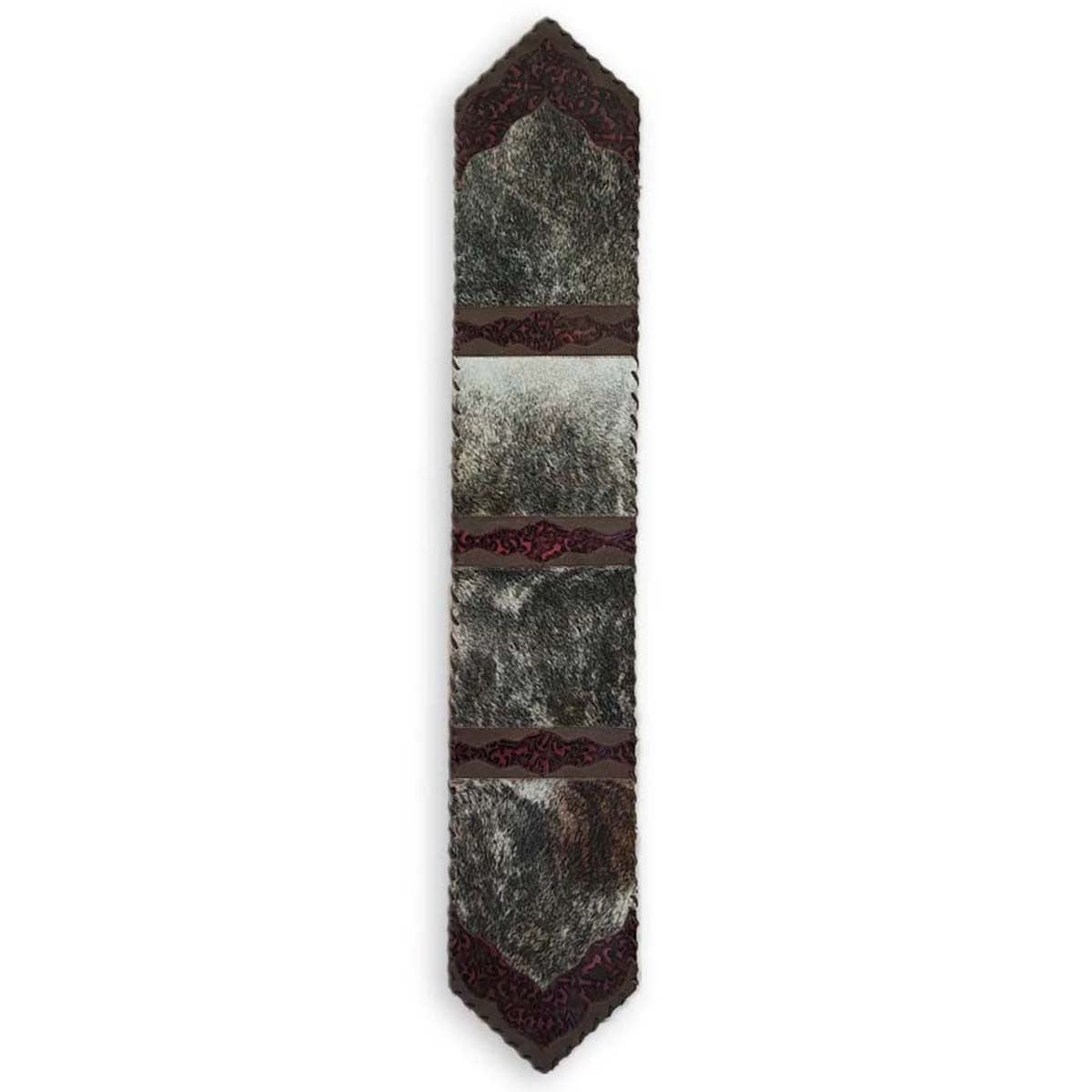 Floral Pattern Red Embossed Leather Table Runners