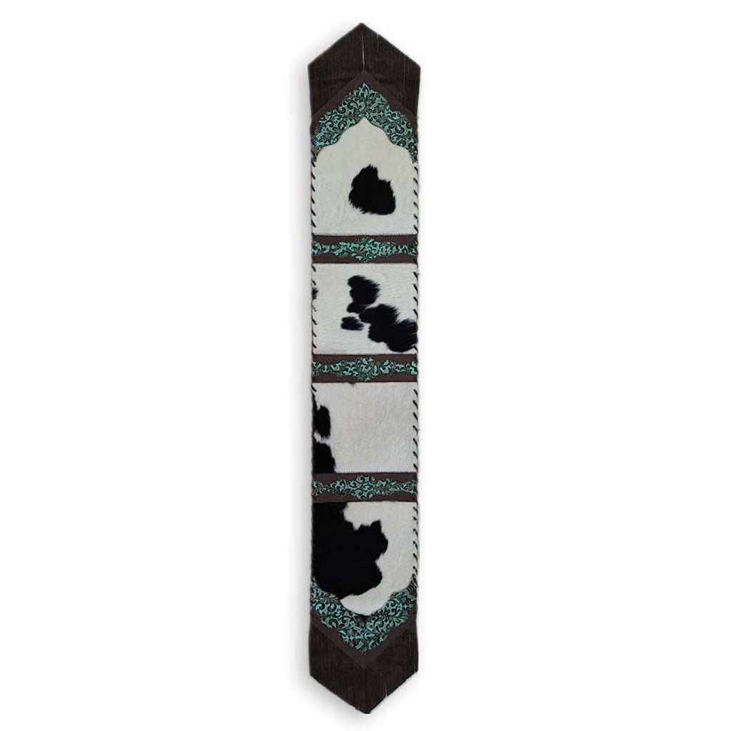 Fringed Holstein Panel & Teal Floral Table Runner - 96 Inch