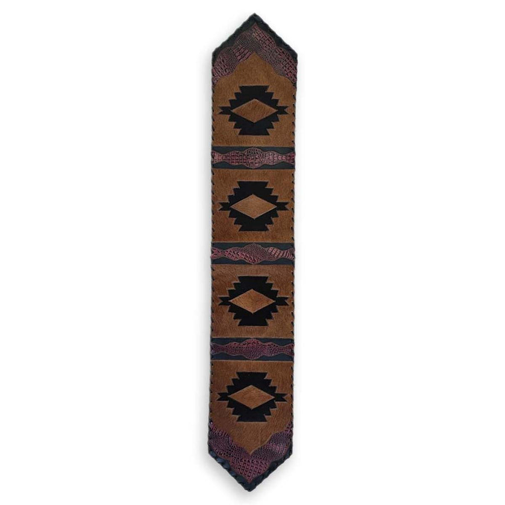 Harmony Cowhide & Red Faux Gator Table Runner - 96 Inch