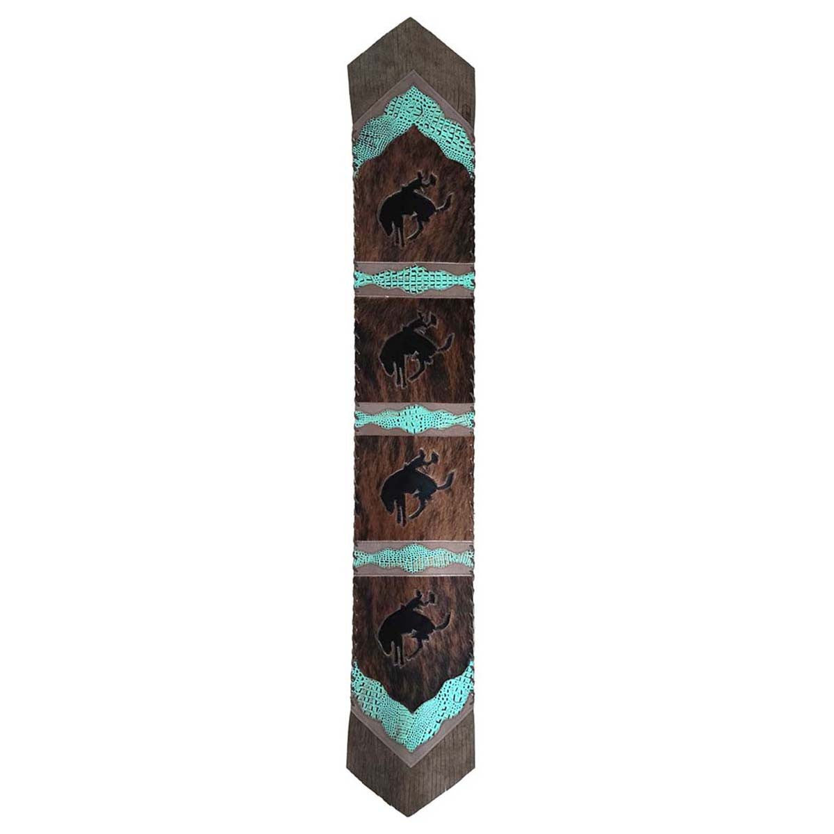 Fringed Bronc & Teal Faux Gator Table Runners