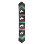 Fringed Wild Rider & Teal Faux Gator Table Runner - 96 Inch