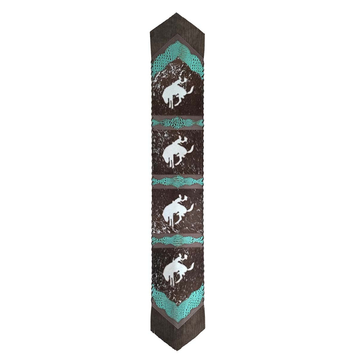 Fringed Wild Rider & Teal Faux Gator Table Runners
