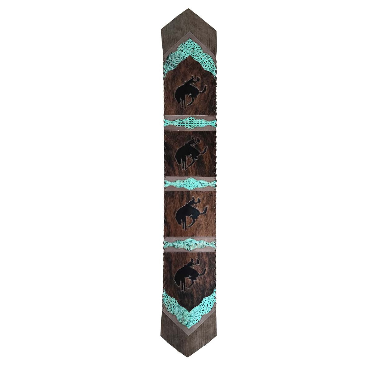 Fringed Bronc & Teal Faux Gator Table Runners