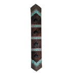 Fringed Teal Floral Bronc Leather Table Runner - 96 Inch
