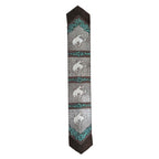 Light Fringed Wild Rider Teal Flower Table Runner - 96 Inch