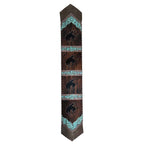 Fringed Teal Floral Bronc Leather Table Runner - 120 Inch