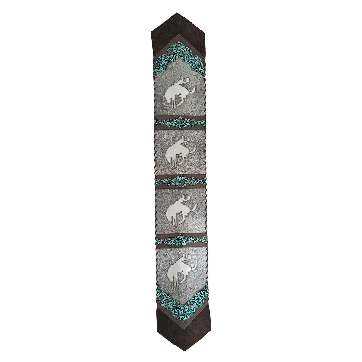 Light Fringed Wild Rider Teal Flower Table Runners